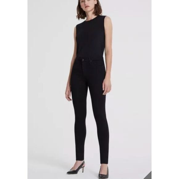 Adriano Goldschmied Jeans Womens 24 Black Farrah High Rise Skinny Denim - Picture 1 of 9
